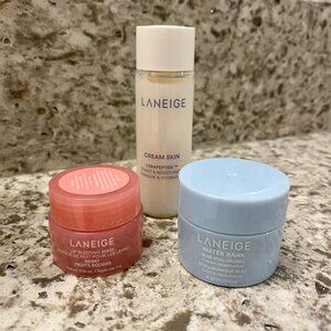 New LANEIGE Skincare Set of 3: Cream Skin Toner, Lip Sleeping Mask & Moisturizer